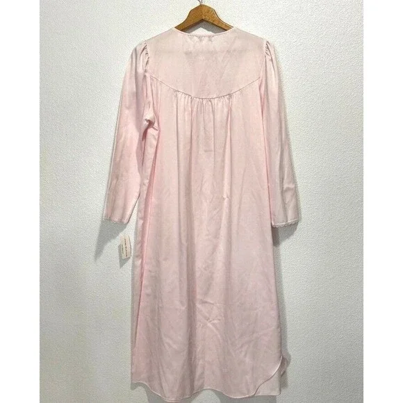 Miss Elaine Brushed Back/Satin Nightgown/LongSleeve/ Blush Pink w/Embroidery NWT - Picture 9 of 16